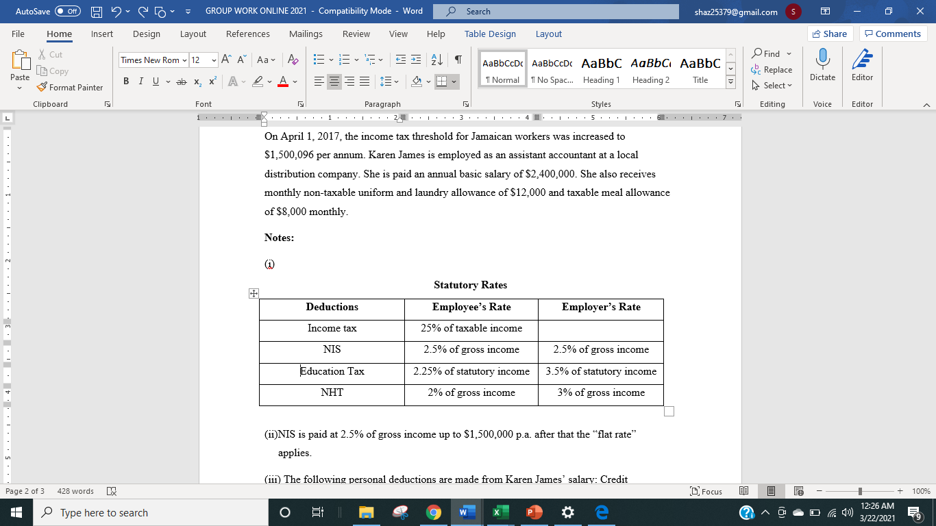 Search shaz25379@gmail.com S 7 0 X File Home Insert Design Layout References