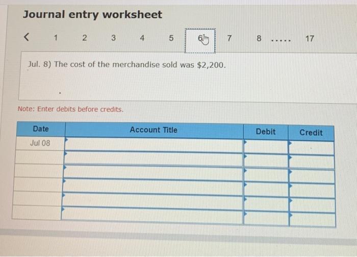1. Jul. 2 Sold merchandise to Clinton Co. for $1,900 under credit