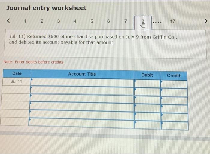 merchandise had cost $1,140. Jul. 3 Paid $S25 cash for freight charges
