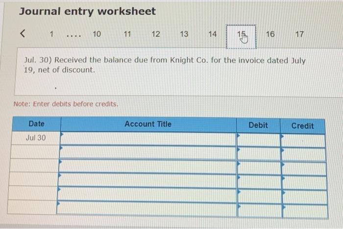 2, net of the discount. Jul. 16 Paid the balance due to