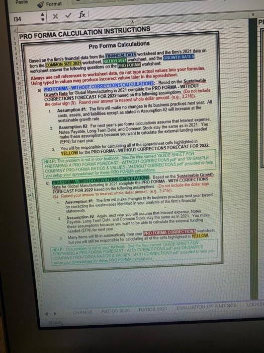  Paste Format 134 X & fx PI PRO FORMA CALCULATION INSTRUCTIONS