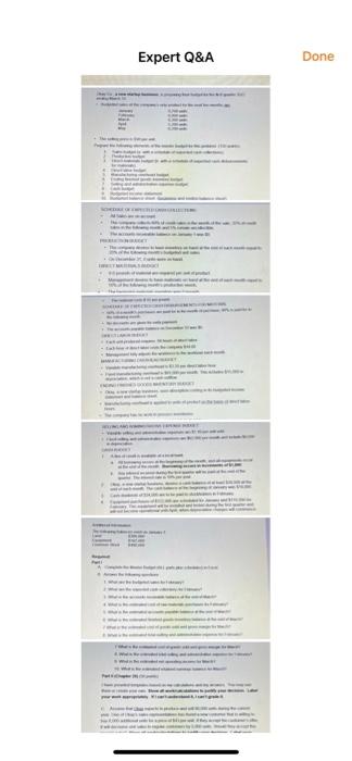 cash collections > PRODUCTION BUDGET 30 Quarter Budgeted sales Add desired ending