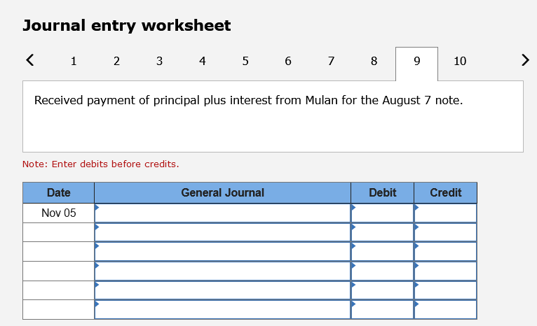a time extension on his past-due account receivable. Nov. 2 Received payment