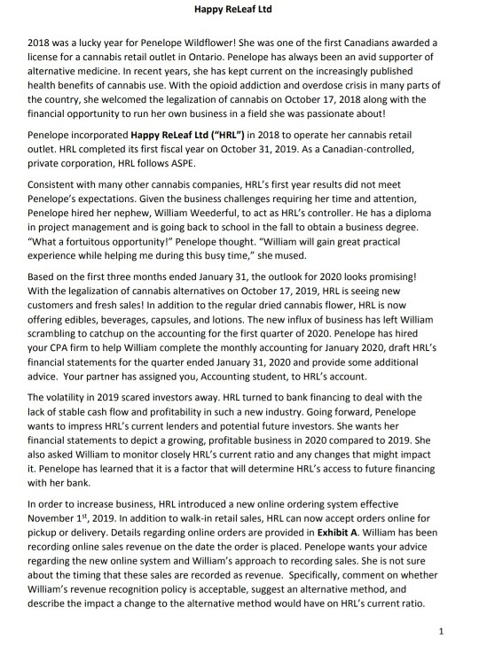 please help me with this question! Happy Releaf Ltd 2018 was