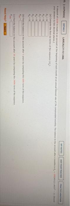  PRACTICE ANOTHER 10. [-14 Points DETAILS LARCALC11 9.1.066 Y NOTES ASK