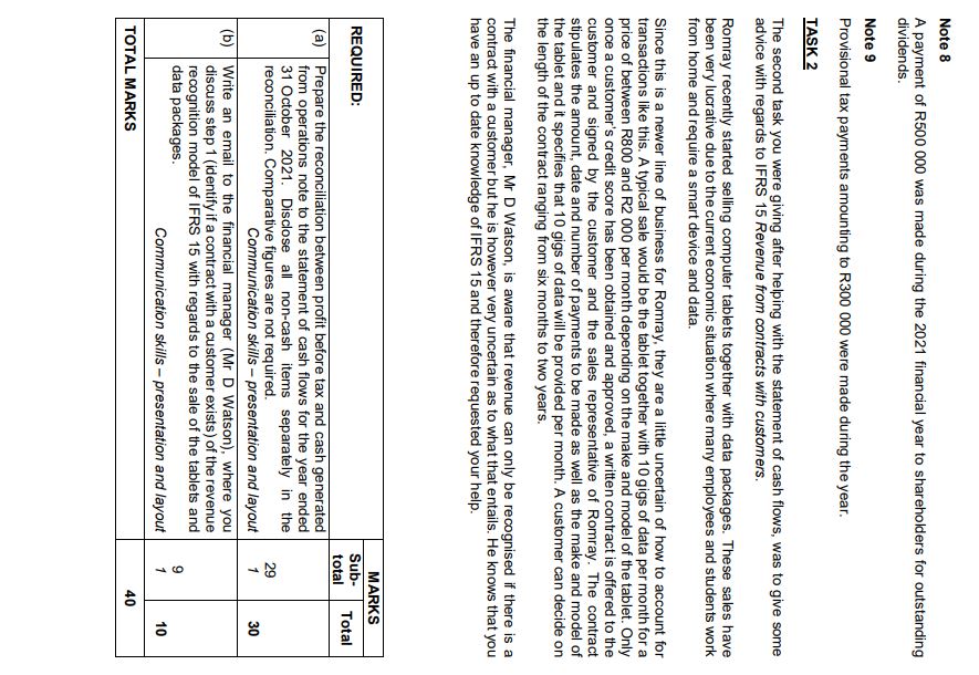 newly appointed accountant at Romray Ltd ('Romray'). The company is mainly involved