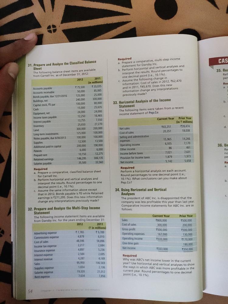  question 32. CAS Required a. Prepare a comparative, multi-step income statement
