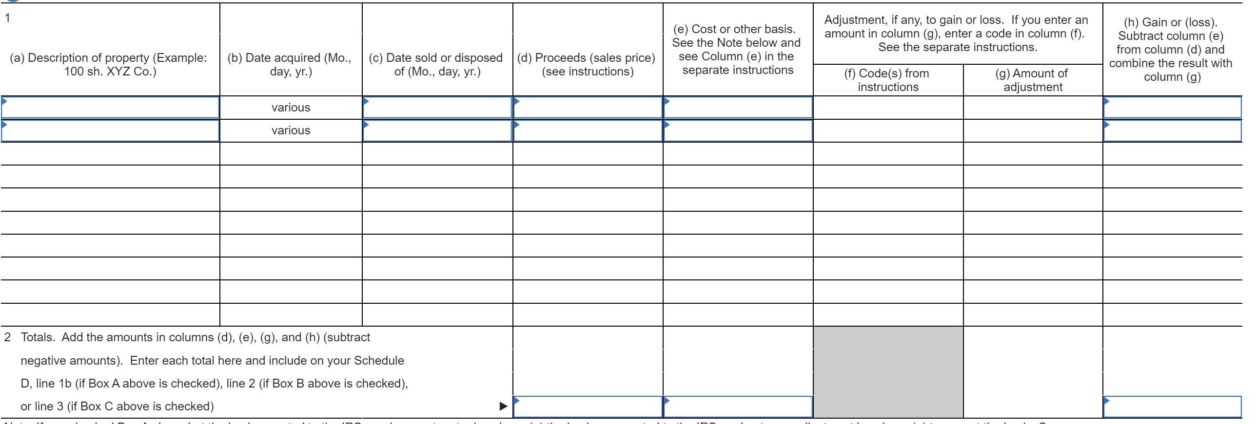 and Mrs. Howell, owned the following investment assets: Investment Assets Date Acquired