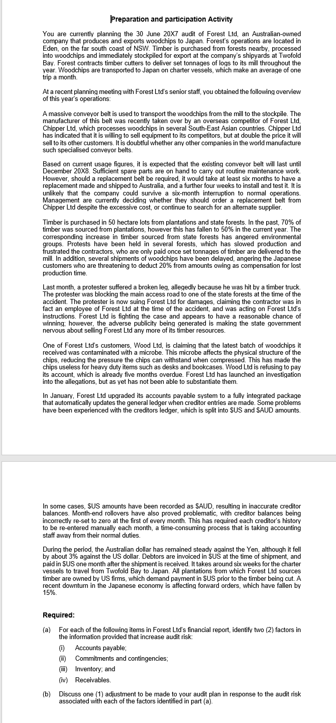 Hi, I need a detailed answer for this one. Preparation and participation