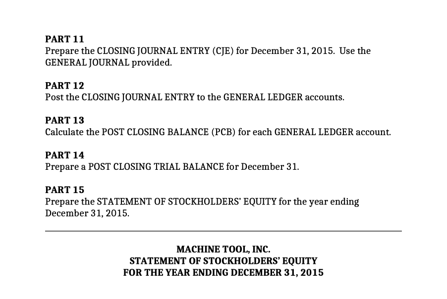 1 Go to the GENERAL LEDGER and input the January 1, 2015