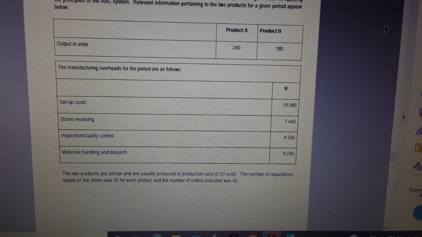 (3 marks) 5.2 ABC COSTING Activities (8 marks) QUESTION 5 Answer the