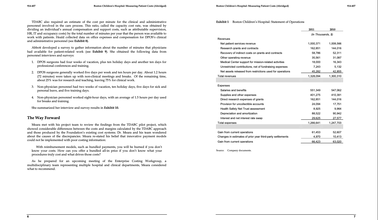 in a small table. What explains the difference in costs and profits