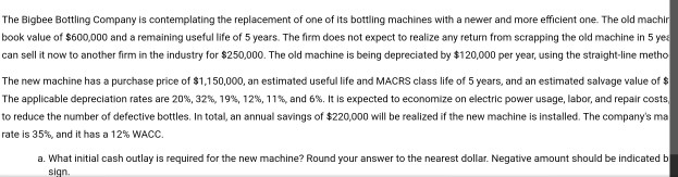 replacement of one of its bottling machines with a newer and more