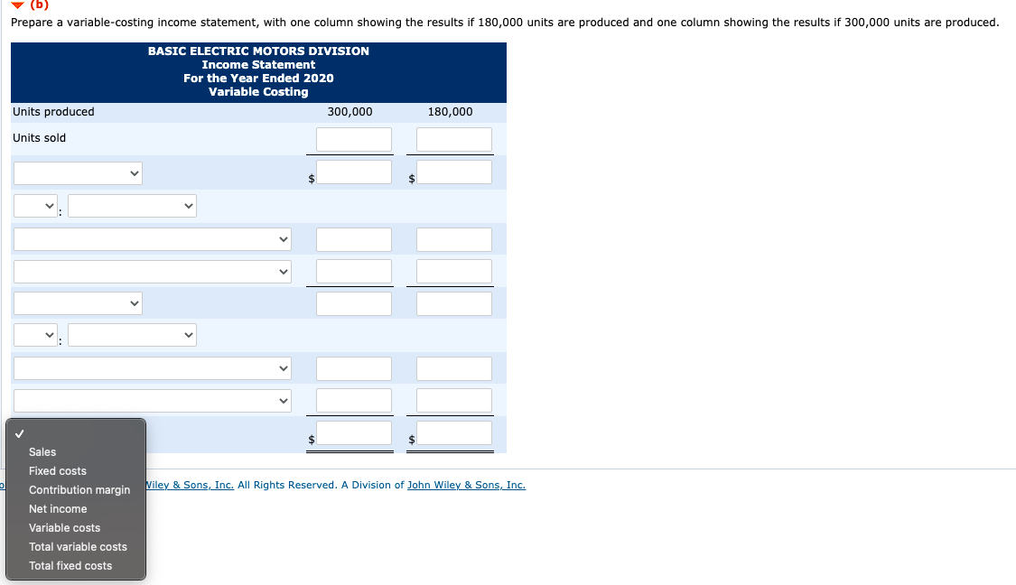 and administrative expenses $0.50 per unit Fixed selling and administrative expenses (total)