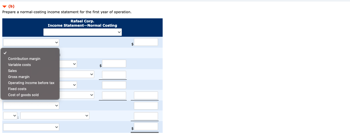 volume of 46,000 units. Variable manufacturing costs were $5 per unit. Annual