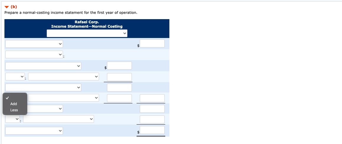 answer is correct. Calculate the manufacturing cost per unit. (Round answer to