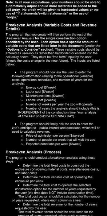 the table use matlab language not c Background A local zoo, thanks