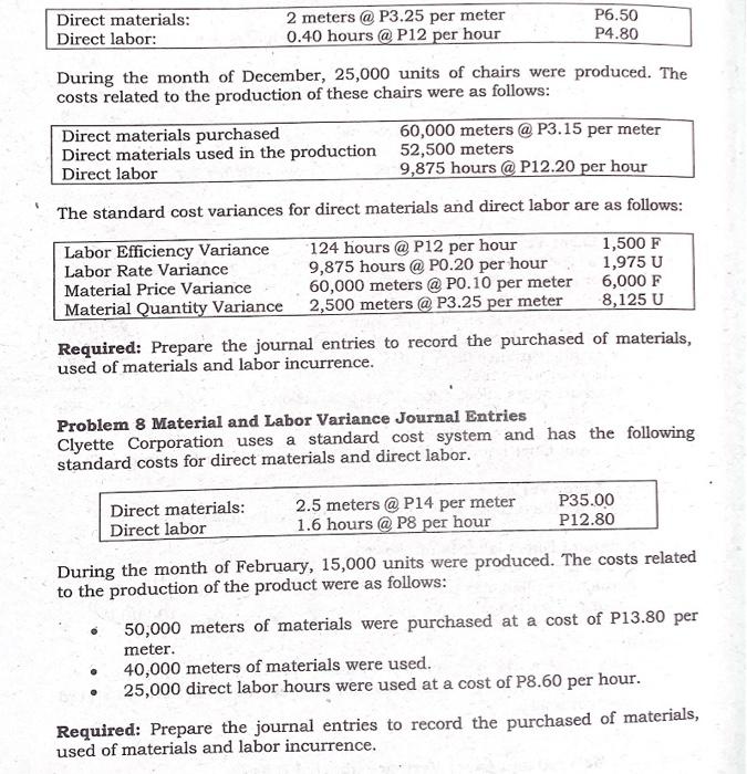 and used 30,000 lbs. Actual cost of direct materials P84,000 Unfavorable direct