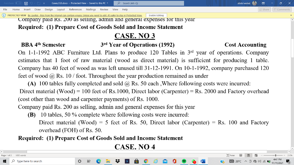  HU Cases CGS.docx - Protected View - Saved to this PC-