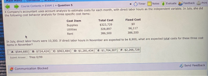  Main Menu Print Course Contents > EXAM 1 > Question 5
