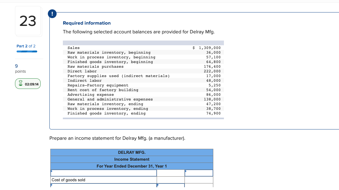 PLEASE HELP!!!!! THANK U 23. ! 23 Required information The following selected