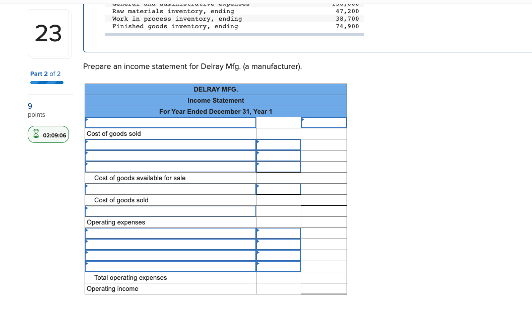 account balances are provided for Delray Mfg. Part 2 of 2 9