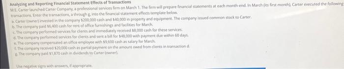 need help ASAP thank you Analyeing and Reporting Financial Statement Effects of