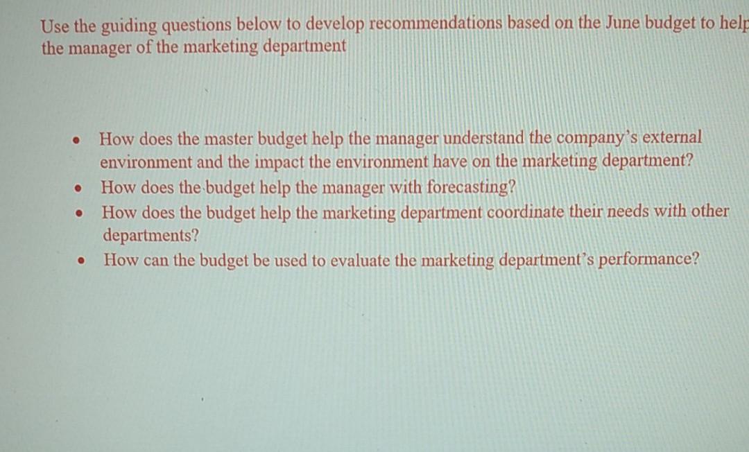  Use the guiding questions below to develop recommendations based on the