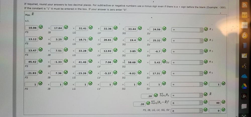 the portfolio must be less than or equal to some specified amount.