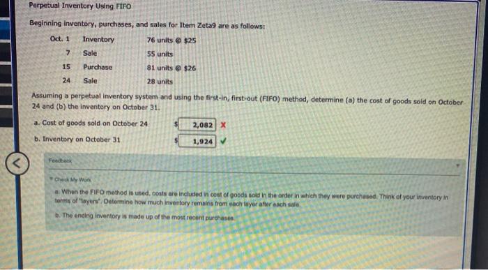  7 Perpetual Inventory Using FIFO Beginning inventory, purchases, and sales for