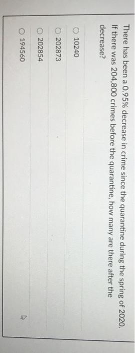  There has been a 0.95% decrease in crime since the quarantine