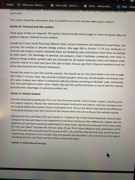  the firm i chose was Microsoft. how would i do section.