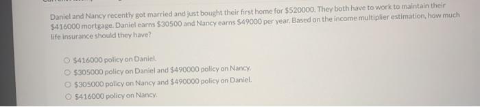  Danieland Nancy recently got married and just bought their first home