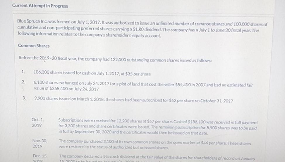  Current Attempt in Progress Blue Spruce Inc. was formed on July