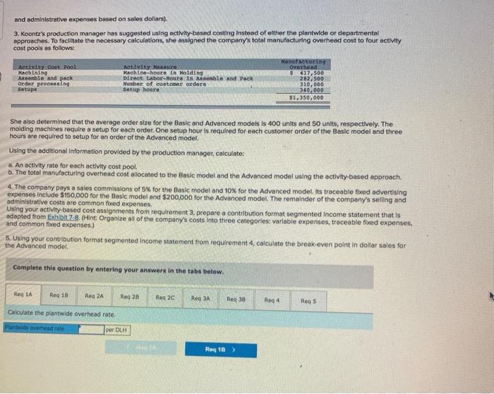 an Advanced Model. The company considers all of its manufacturing overhead costs