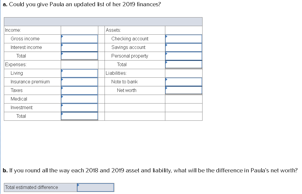 pieces help find which answer: Paula Sanchez is trying to determine her