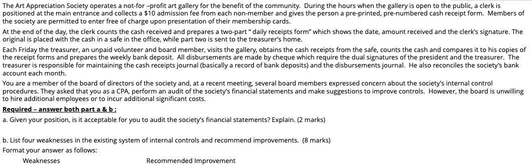  Please answer questions a) and b) that are stated in the