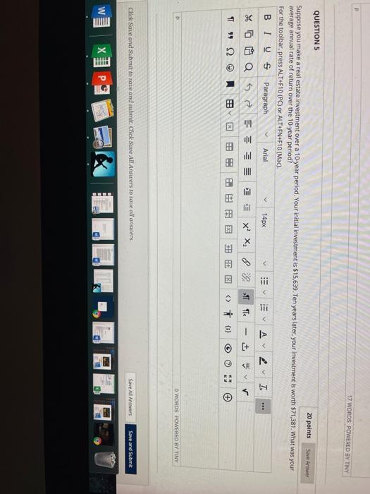  17 WORDS POWERED BY TINY QUESTIONS 20 points Save Answer Suppose