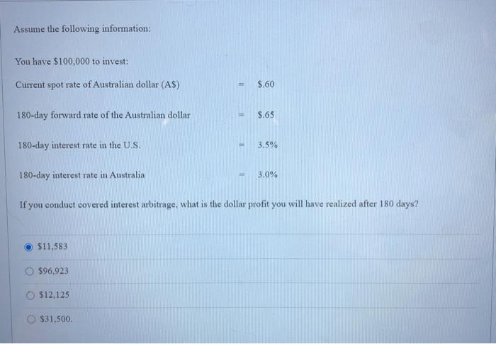 interest differential between two countries and the (b) exchange rate differential between