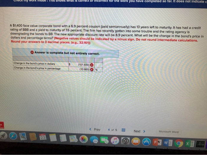  mode Inis shows w for the work you have completed so