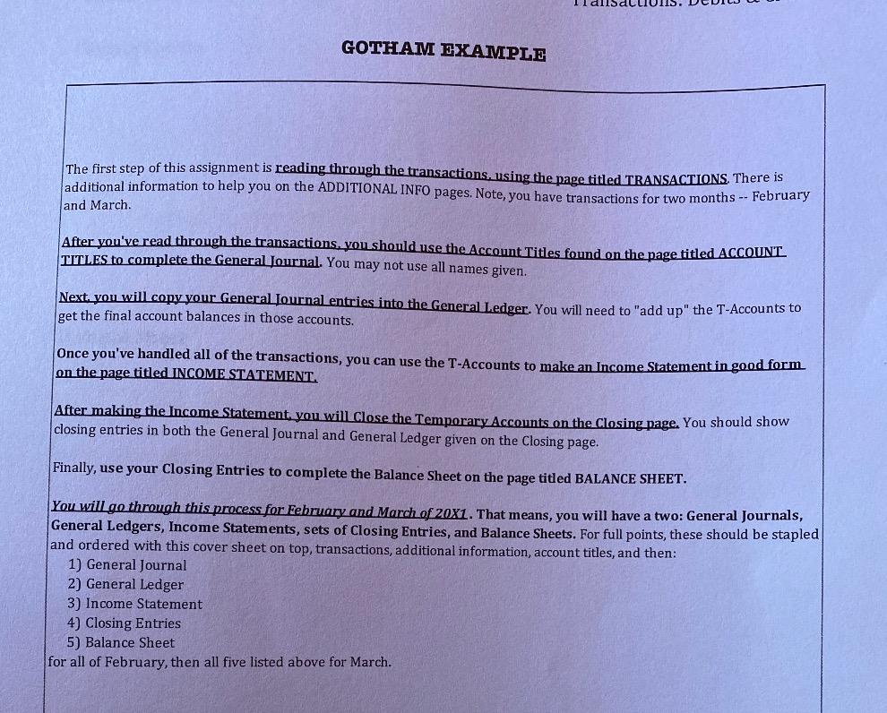 GOTHAM EXAMPLE The first step of this assignment is reading through