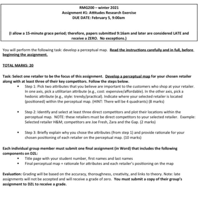  develop the perceptual map RMG200 - winter 2021 Assignment #1: Attitudes