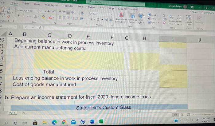 H 1 Problem 2-1 Cost of Goods Manufactured, Cost of Goods Sold,