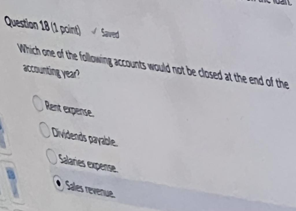 This is first-year university accounting, please answer quickly. Question 18 (1 point)