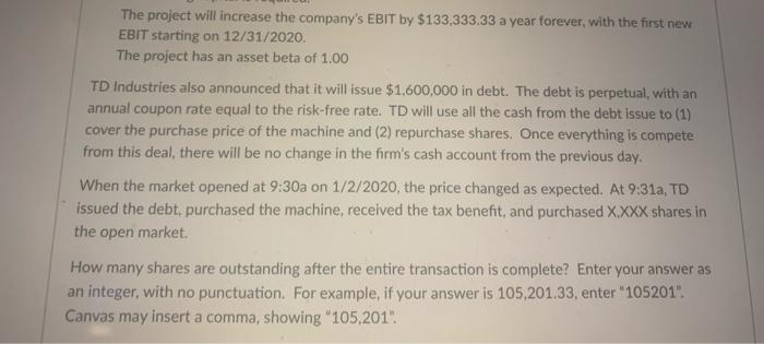 40%, the risk-free rate is 2.5 percent, and the MRP is 5