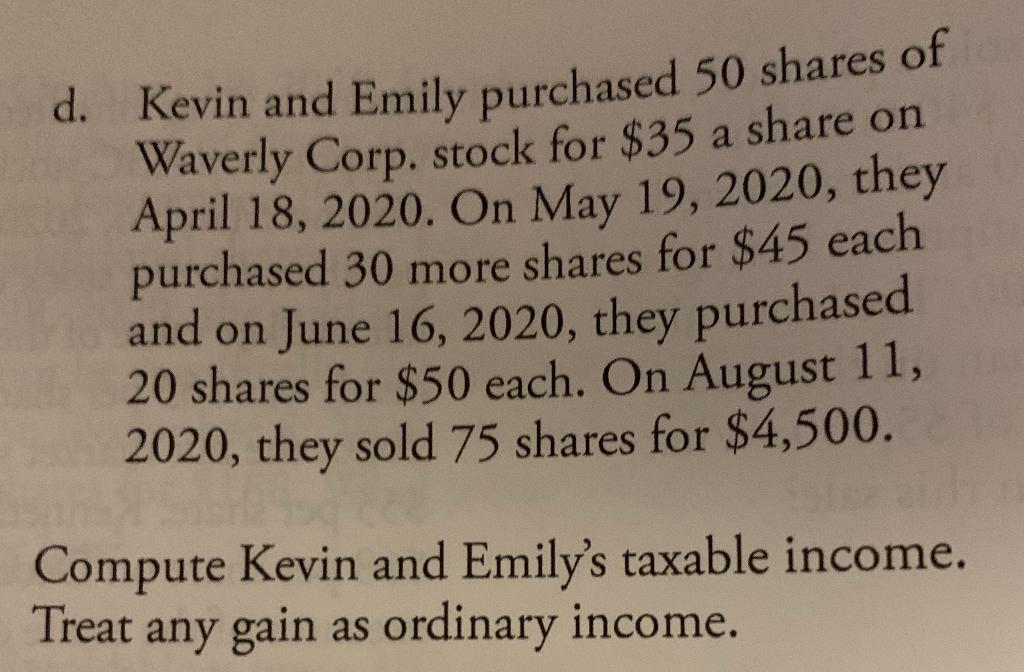 married Emily, age 30, during 2020. Kevin pays alimony of $1,000 a