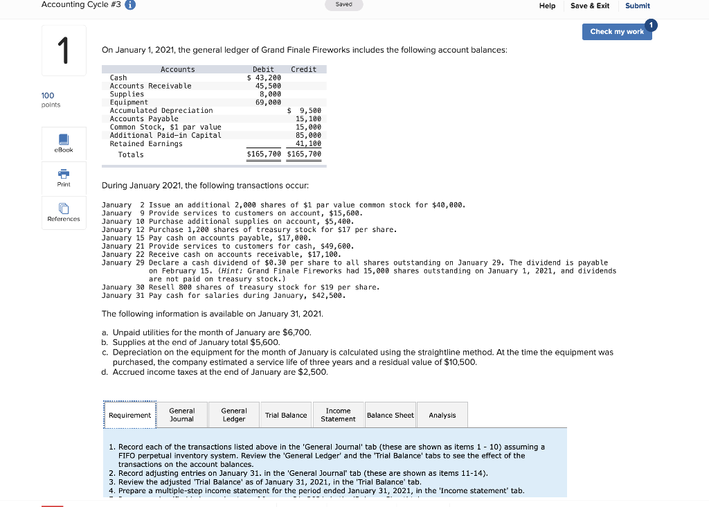 Accounting Cycle #3 i Saved Help Save & Exit Submit Check
