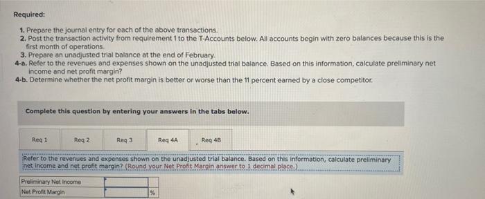 an Unadjusted Trial Balance, and Determining Net Income and Net Profit Margin