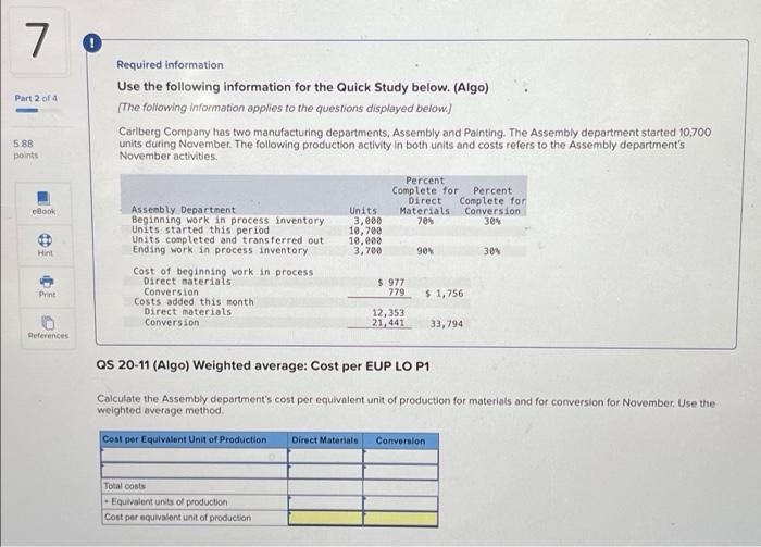 has two manufacturing departments, Assembly and Painting. The Assembly department started 10,700