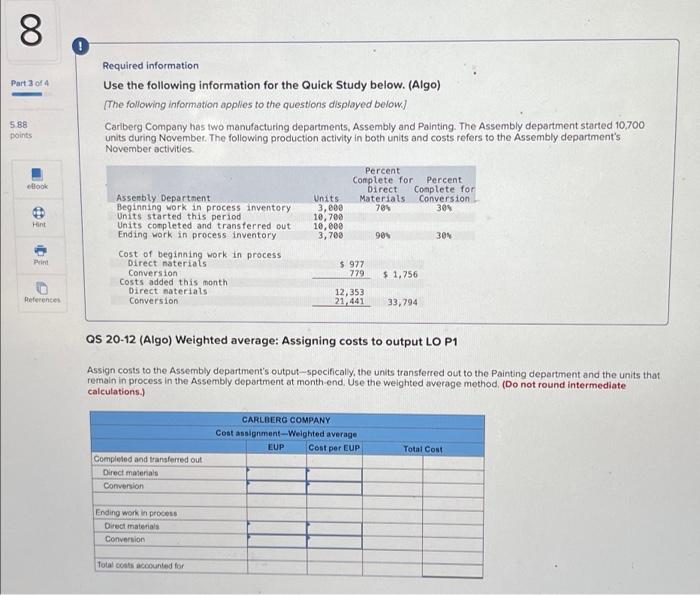 units during November. The following production activity in both units and costs